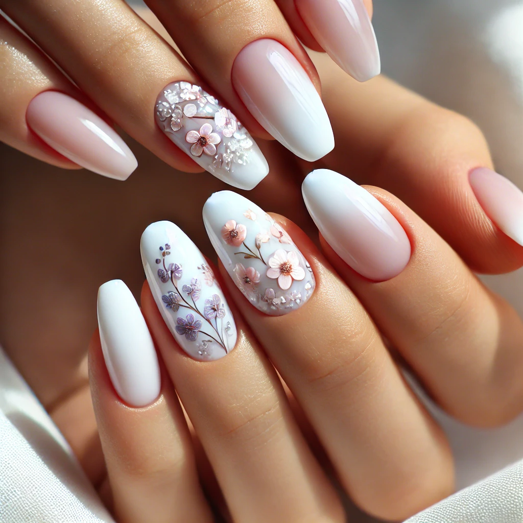 unhas decoradas brancas