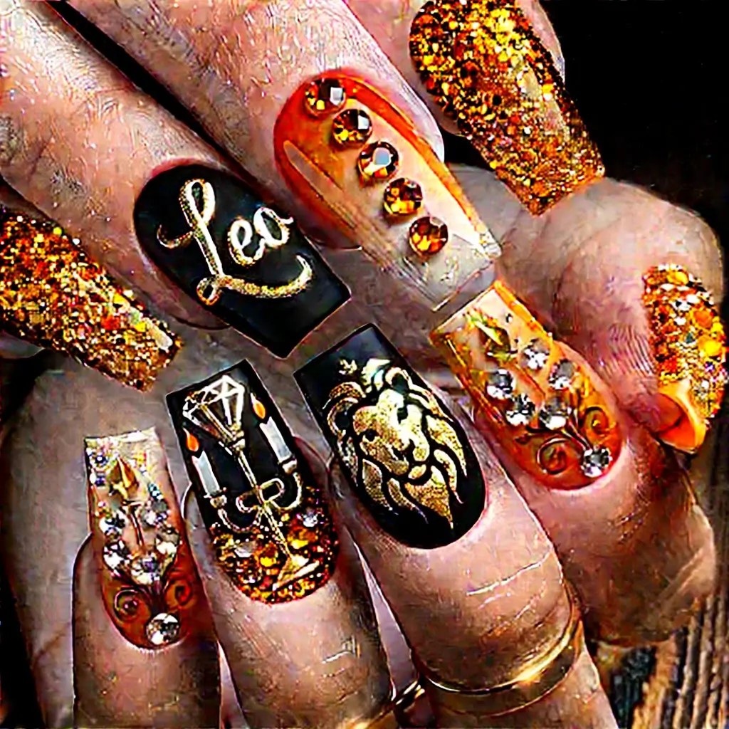 unhas decoradas signo leo