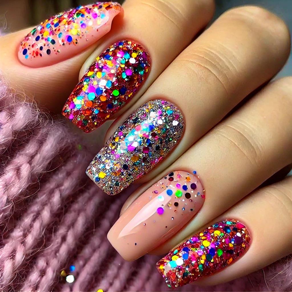 unhas decoradas com glitter