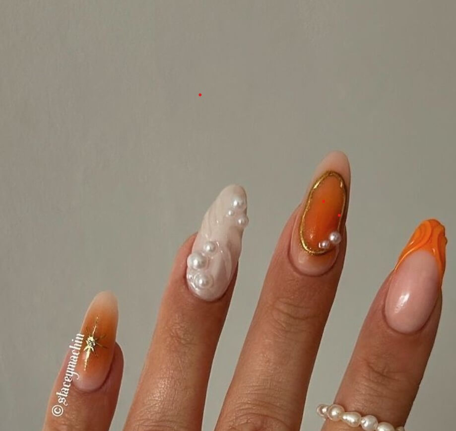 unhas decoradas laranja