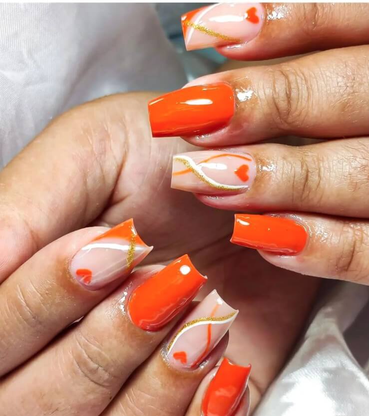 unhas decoradas laranja