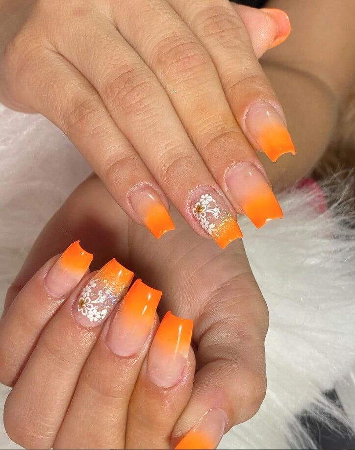 unhas decoradas laranja