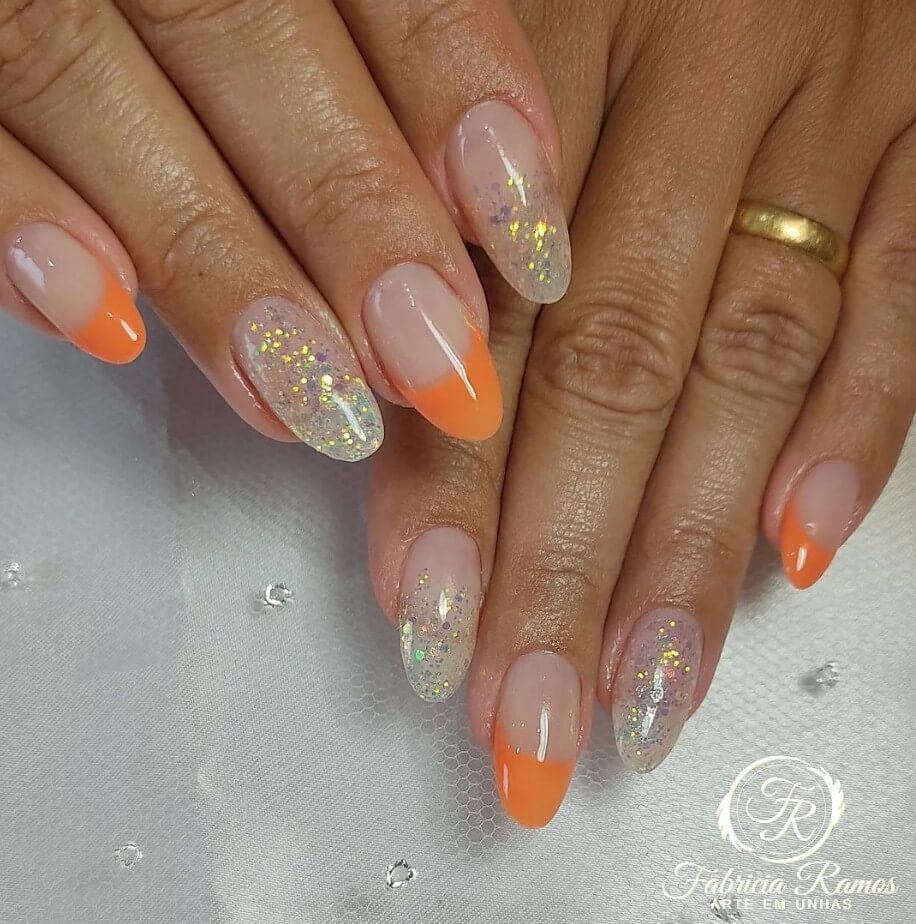 unhas decoradas laranja