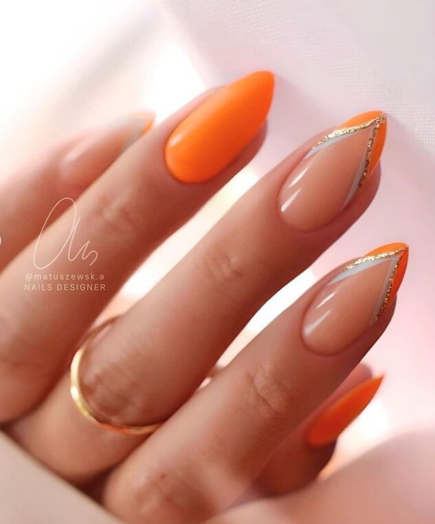 unhas decoradas laranja