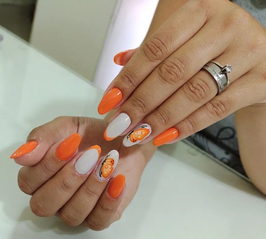 unhas decoradas laranja