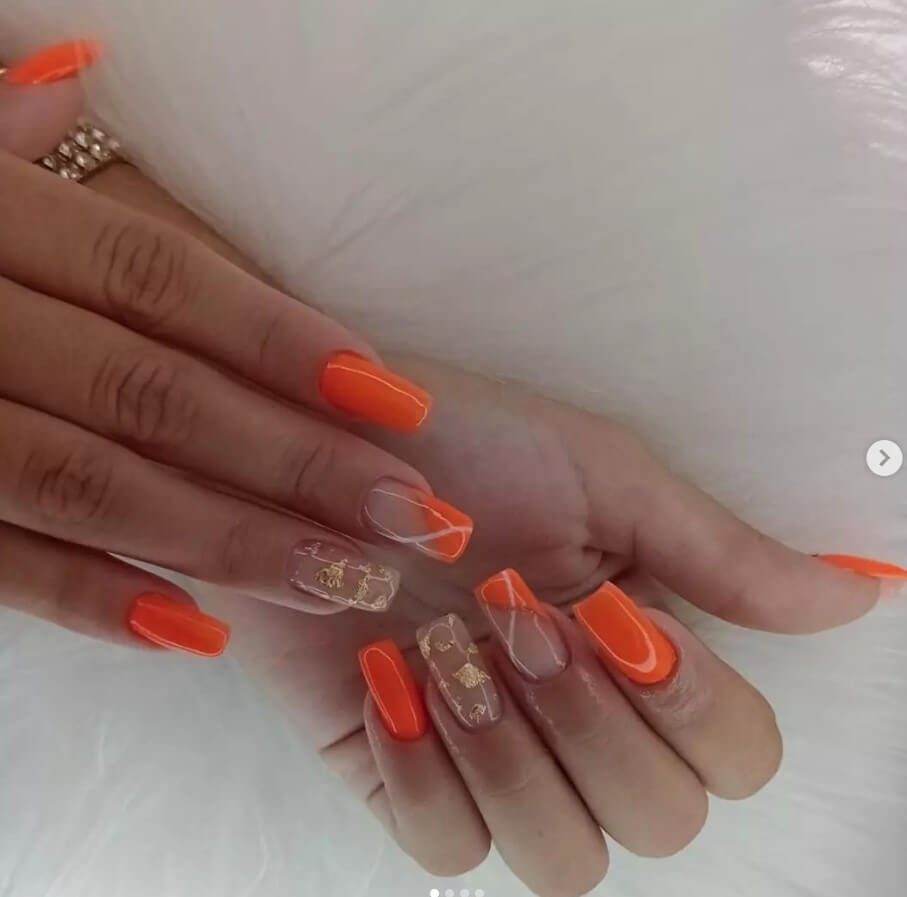 unhas decoradas laranja