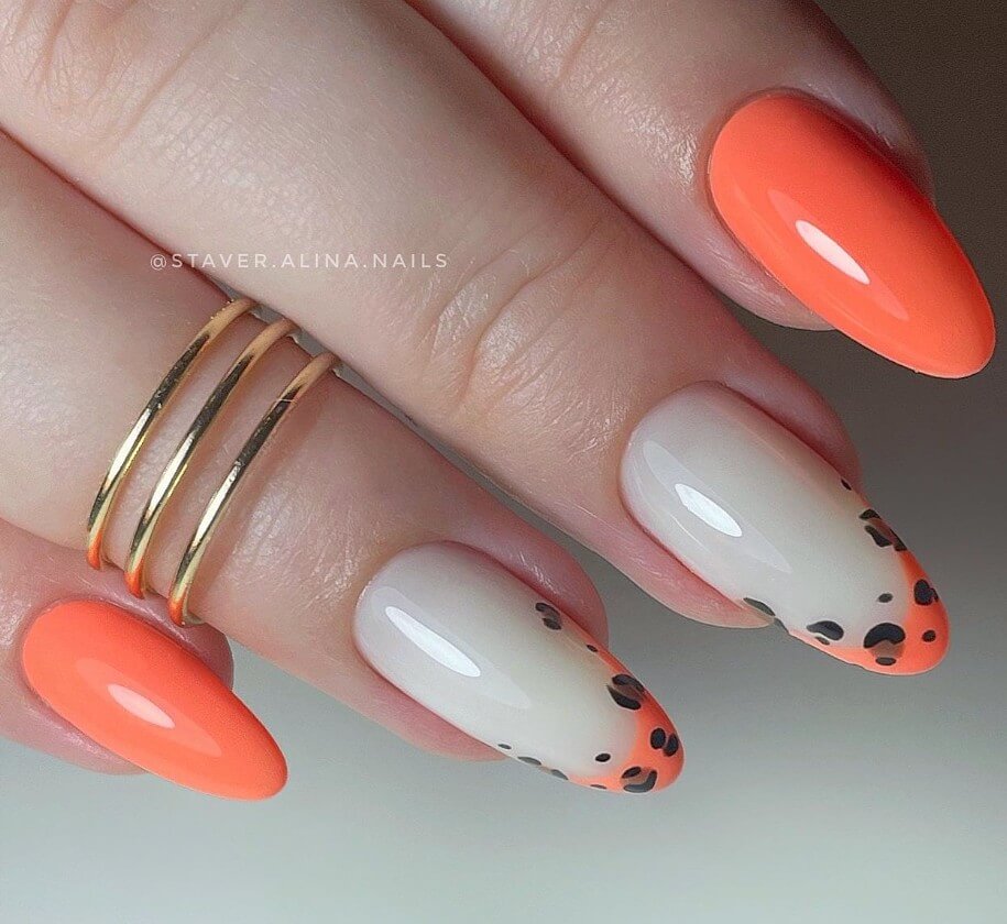 unhas decoradas laranja