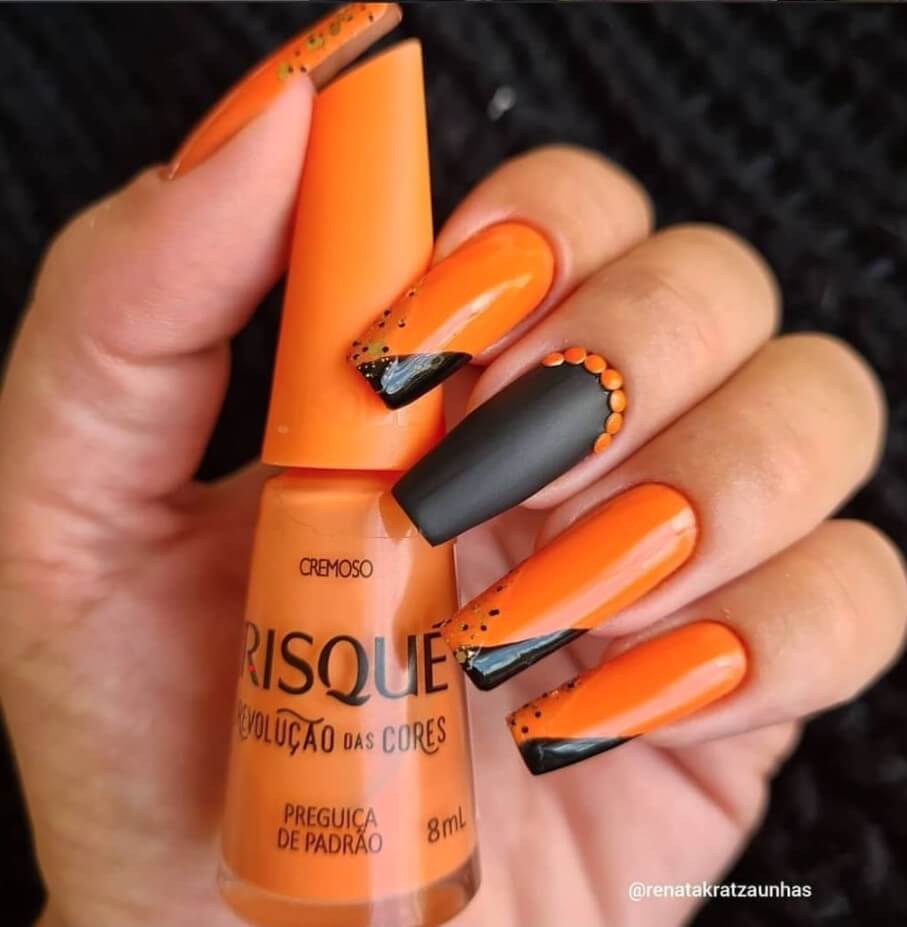 unhas decoradas laranja