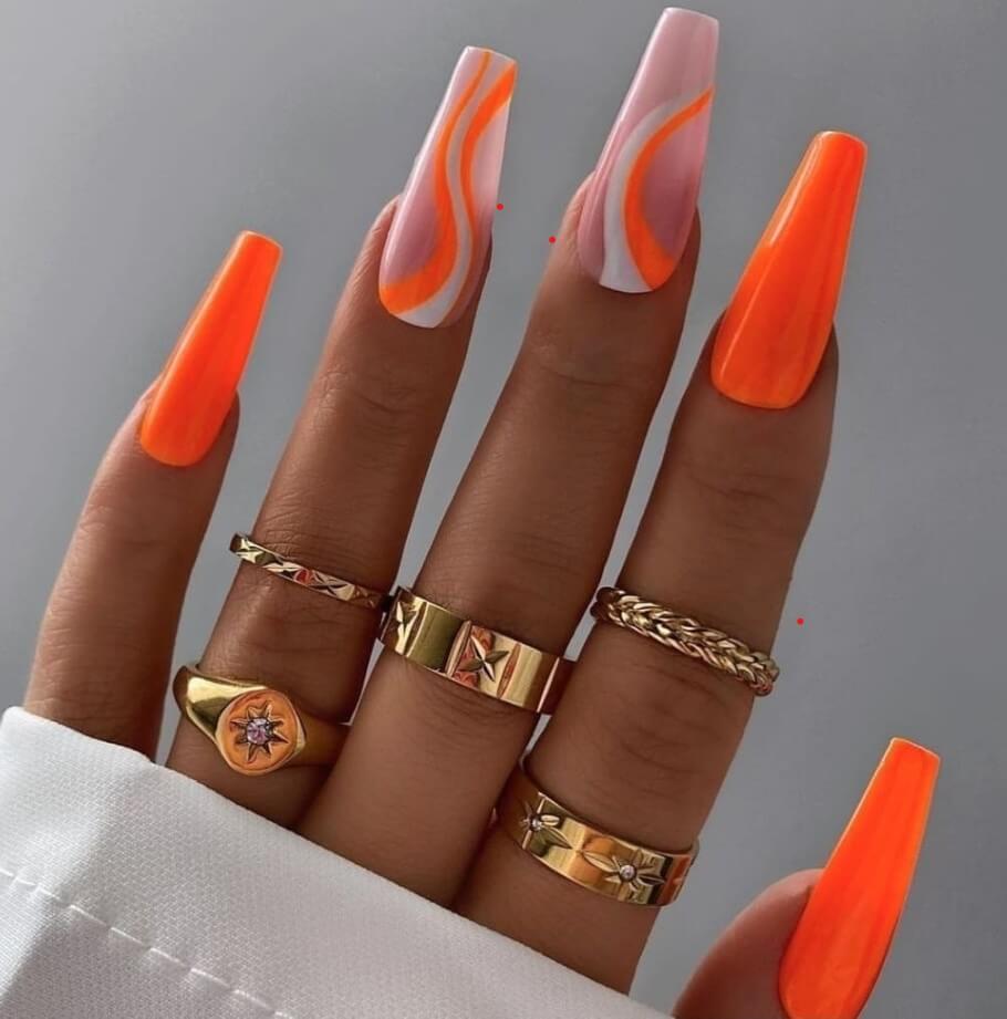 unhas decoradas laranja