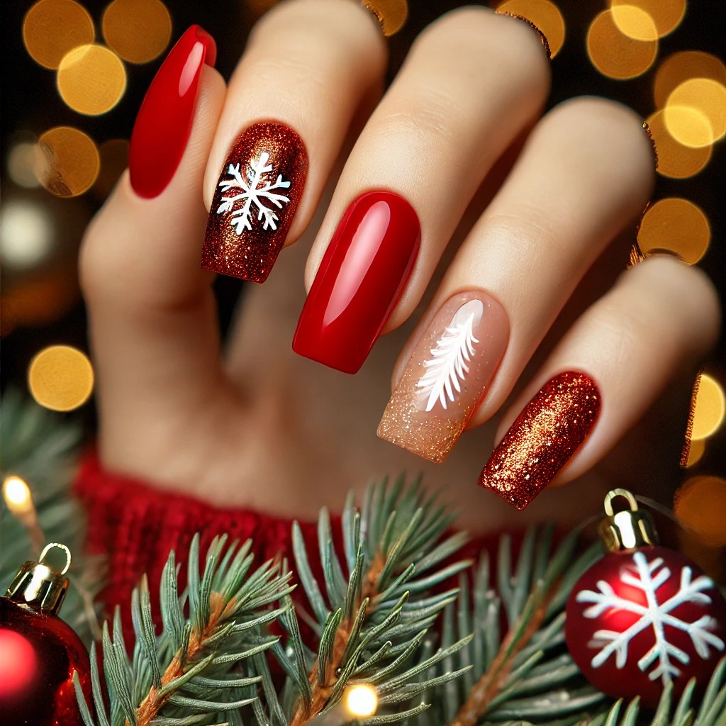 unhas decoradas natal