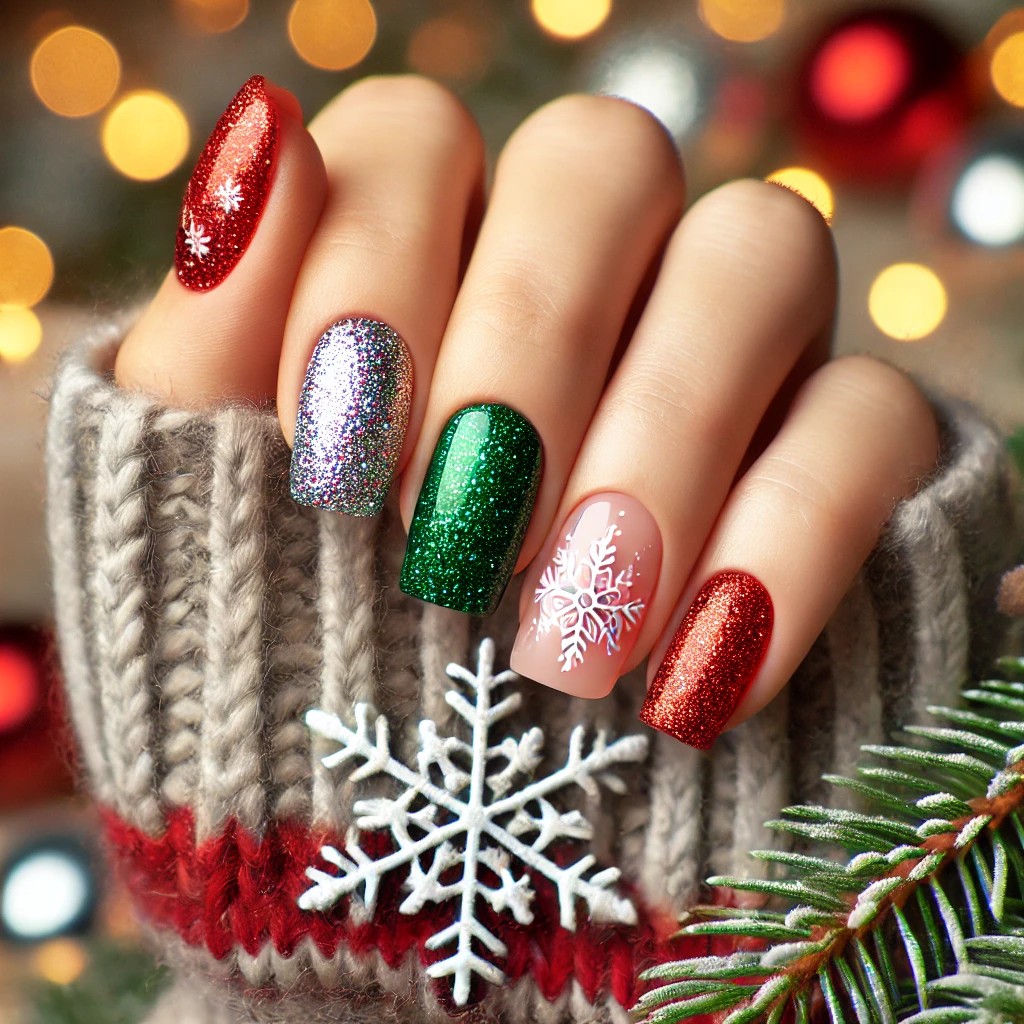 unhas decoradas natal