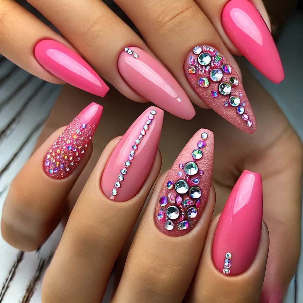 unhas decoradas rosa