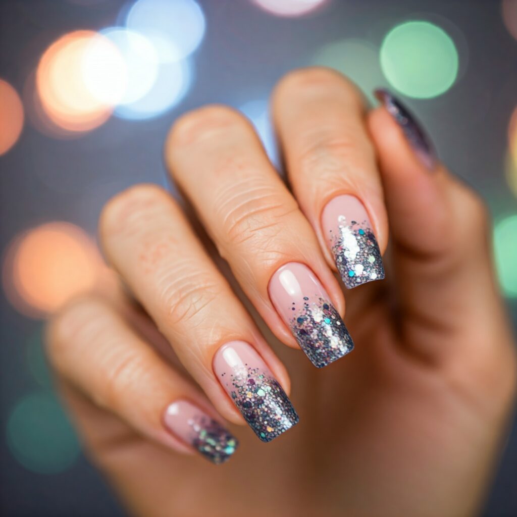 unhas decoradas com glitter