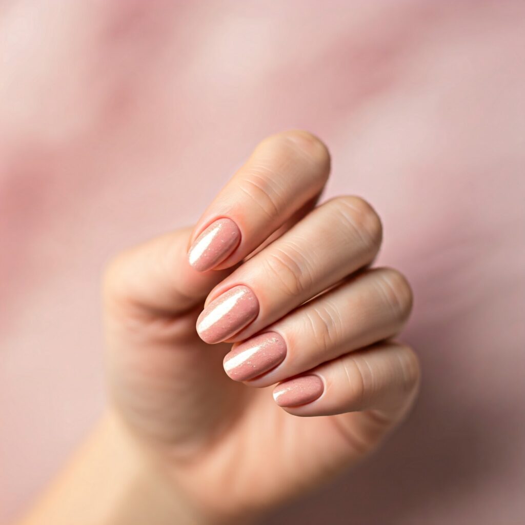 unha de gel nude decorada