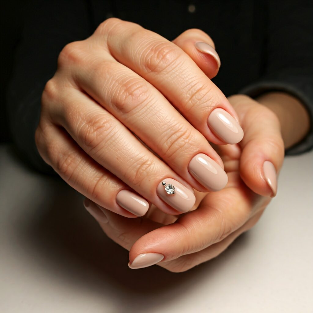 unha de gel nude decorada