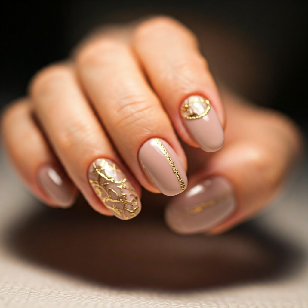 unha de gel nude decorada